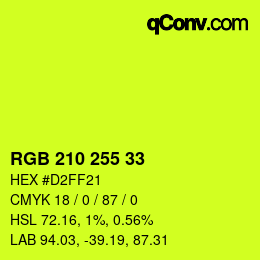 Color code: RGB 210 255 33 | qconv.com