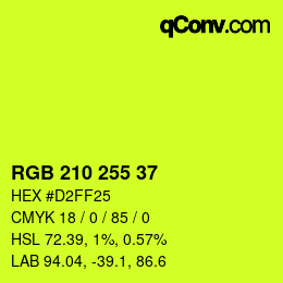 Color code: RGB 210 255 37 | qconv.com