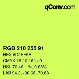 Color code: RGB 210 255 91 | qconv.com
