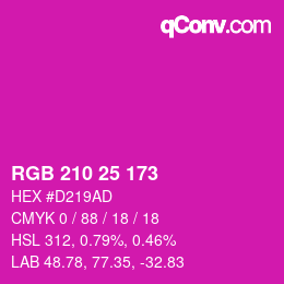 Color code: RGB 210 25 173 | qconv.com