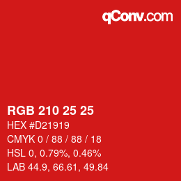 Color code: RGB 210 25 25 | qconv.com