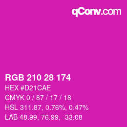 Color code: RGB 210 28 174 | qconv.com