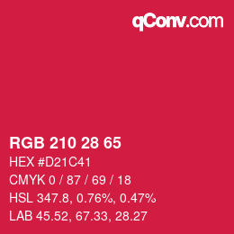 Color code: RGB 210 28 65 | qconv.com