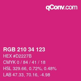 颜色代码: RGB 210 34 123 | qconv.com