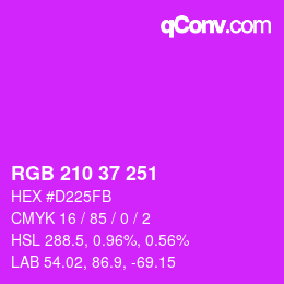 Color code: RGB 210 37 251 | qconv.com