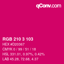 Color code: RGB 210 3 103 | qconv.com