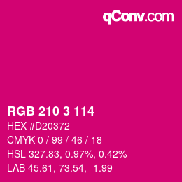 カラーコード: RGB 210 3 114 | qconv.com