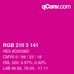 カラーコード: RGB 210 3 141 | qconv.com