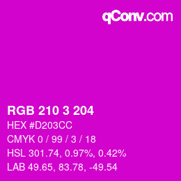 Color code: RGB 210 3 204 | qconv.com