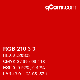 Color code: RGB 210 3 3 | qconv.com