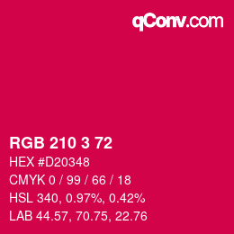 カラーコード: RGB 210 3 72 | qconv.com