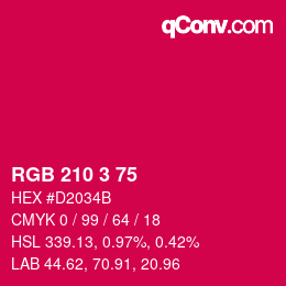 Color code: RGB 210 3 75 | qconv.com