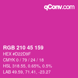 颜色代码: RGB 210 45 159 | qconv.com