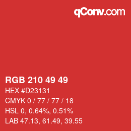Color code: RGB 210 49 49 | qconv.com