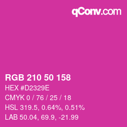 Color code: RGB 210 50 158 | qconv.com
