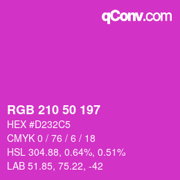 颜色代码: RGB 210 50 197 | qconv.com