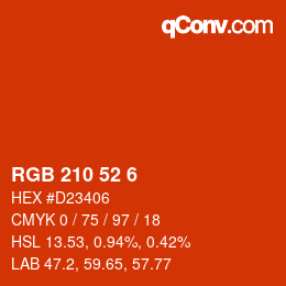 Color code: RGB 210 52 6 | qconv.com