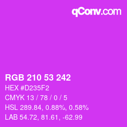 Color code: RGB 210 53 242 | qconv.com