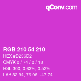 Color code: RGB 210 54 210 | qconv.com