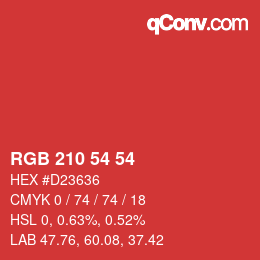 Color code: RGB 210 54 54 | qconv.com