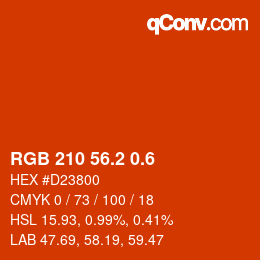 カラーコード: RGB 210 56.2 0.6 | qconv.com