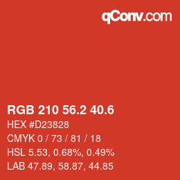カラーコード: RGB 210 56.2 40.6 | qconv.com