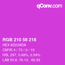 颜色代码: RGB 210 58 218 | qconv.com