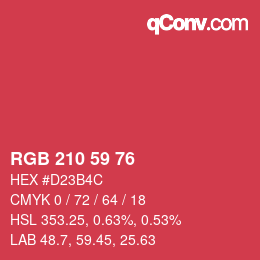 カラーコード: RGB 210 59 76 | qconv.com