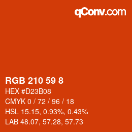 Color code: RGB 210 59 8 | qconv.com