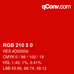 Color code: RGB 210 5 0 | qconv.com