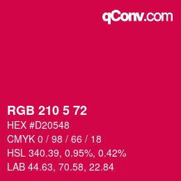 カラーコード: RGB 210 5 72 | qconv.com