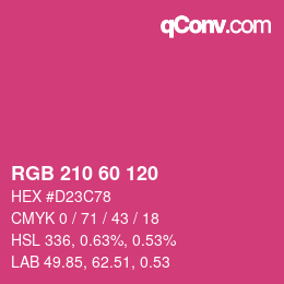 颜色代码: RGB 210 60 120 | qconv.com