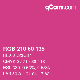 颜色代码: RGB 210 60 135 | qconv.com