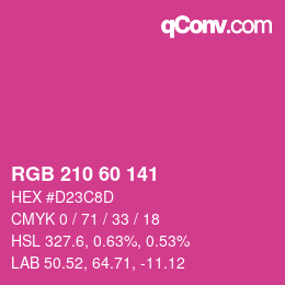 カラーコード: RGB 210 60 141 | qconv.com