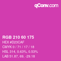 颜色代码: RGB 210 60 175 | qconv.com