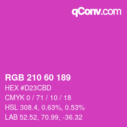 颜色代码: RGB 210 60 189 | qconv.com