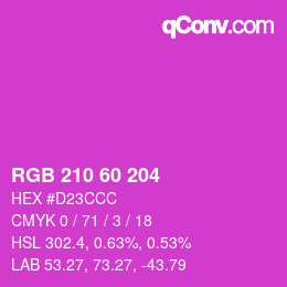 カラーコード: RGB 210 60 204 | qconv.com