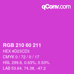 颜色代码: RGB 210 60 211 | qconv.com