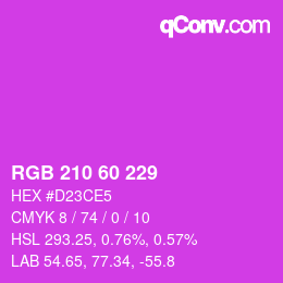 カラーコード: RGB 210 60 229 | qconv.com