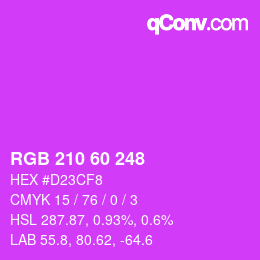 颜色代码: RGB 210 60 248 | qconv.com