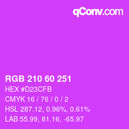 カラーコード: RGB 210 60 251 | qconv.com