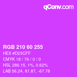 カラーコード: RGB 210 60 255 | qconv.com