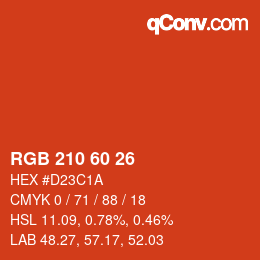 カラーコード: RGB 210 60 26 | qconv.com