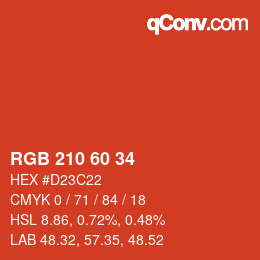 カラーコード: RGB 210 60 34 | qconv.com