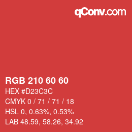 カラーコード: RGB 210 60 60 | qconv.com
