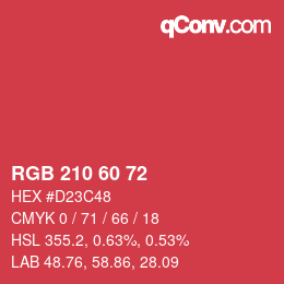 颜色代码: RGB 210 60 72 | qconv.com