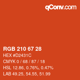 Color code: RGB 210 67 28 | qconv.com