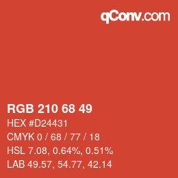 カラーコード: RGB 210 68 49 | qconv.com