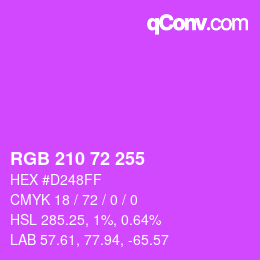 Color code: RGB 210 72 255 | qconv.com