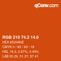 カラーコード: RGB 210 74.2 14.6 | qconv.com